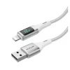 Cablu Incarcare si Date USB-A to Lightning (iPhone) Impletit cu afisaj LED 1M Alb