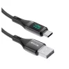 Cablu Incarcare si Date USB-A / USB-C Impletit cu Afisaj LED 1M Negru