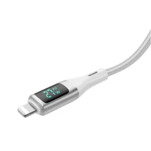 Cablu Incarcare si Date  USB-C to Lightning (iPhone) Impletit cu afisaj LED 1M Alb