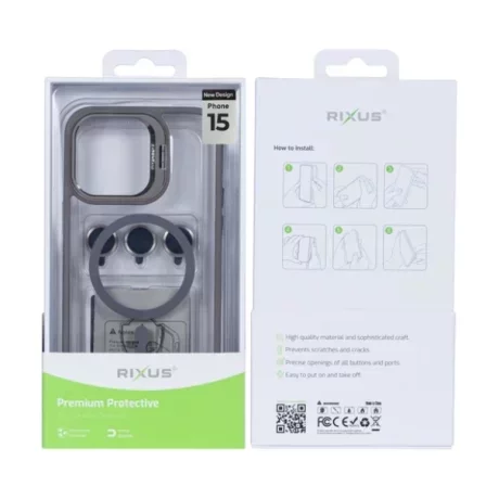 Husă Rixus cu Încărcare Magnetică (MagSafe) pentru iPhone 15 - Gri