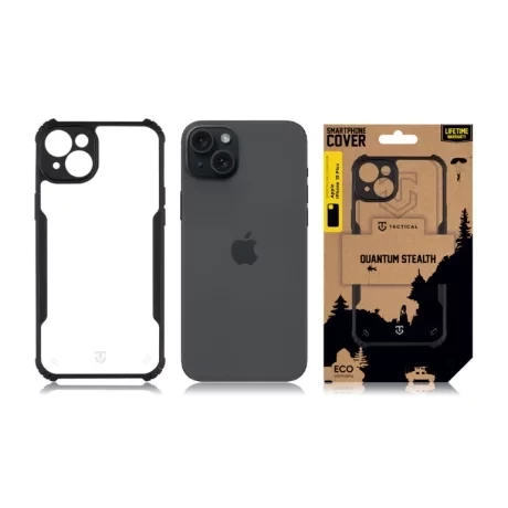 Husă Tactical Quantum Stealth pentru iPhone 15 Plus - Transparent/Negru (Clear/Black)