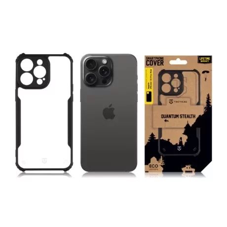 Husă Tactical Quantum Stealth pentru iPhone 15 Pro Max - Transparent/Negru