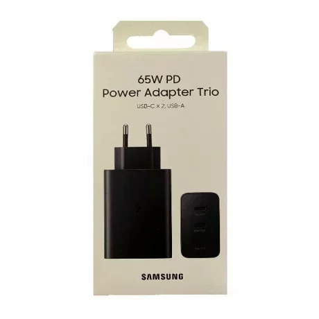 Încărcător rețea Samsung Trio 65W USB-C și USB-A, Fast Charge, Negru