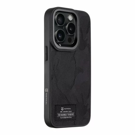 Husă Tactical Camo Troop pentru iPhone 15 Pro - Negru (Black)