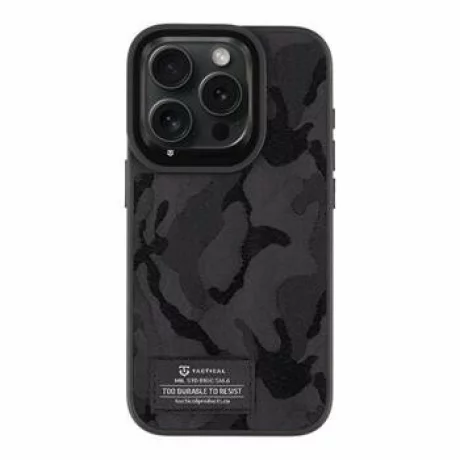 Husă Tactical Camo Troop pentru iPhone 15 Pro - Negru (Black)