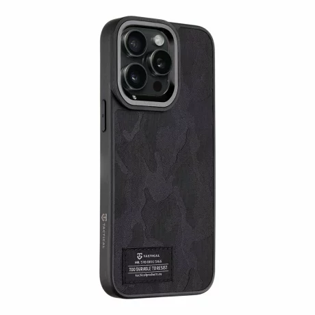 Husă Tactical Camo Troop pentru iPhone 15 Pro Max - Negru (Black)